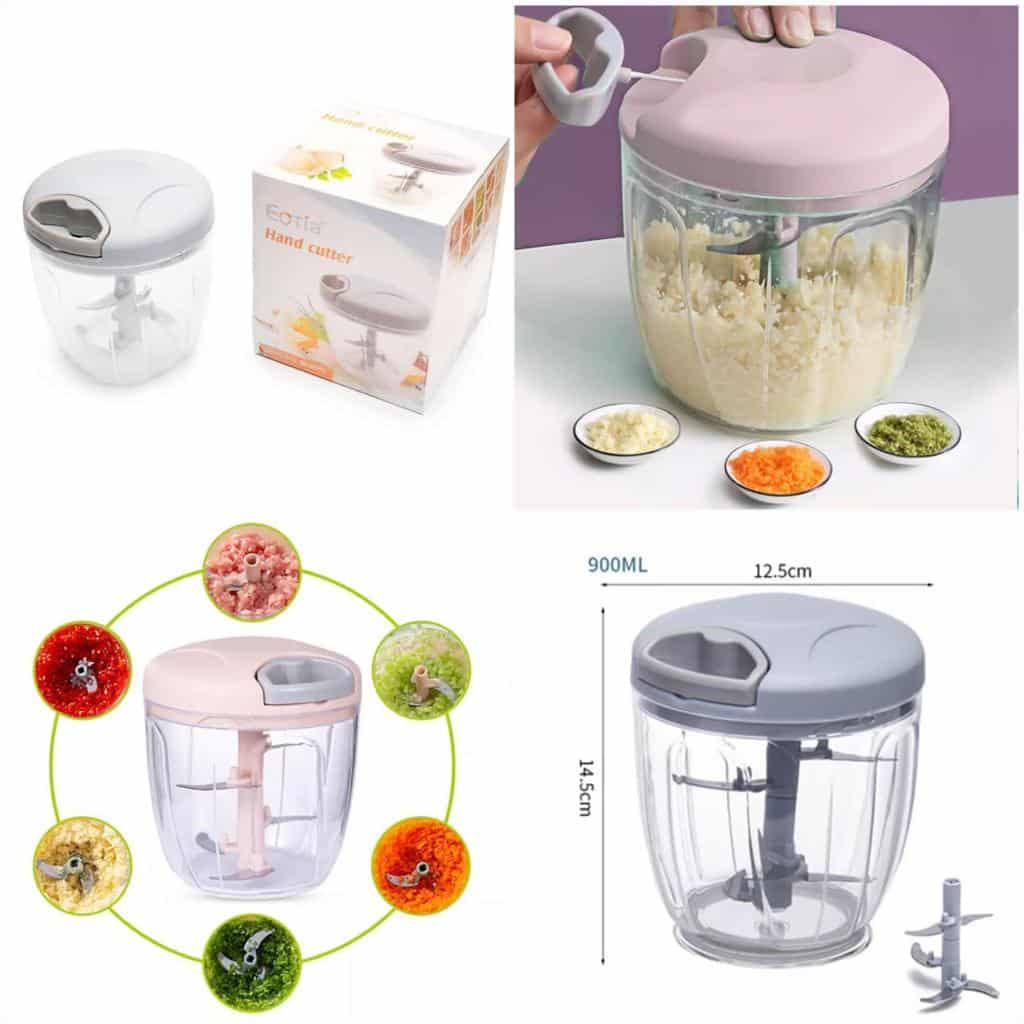 Manual Food Chopper, Small Hand Powered Food Processor with 3 Blades and  Drawstring Design, Newest Mincer Press for Garlic Fruit Meat, Durable and  Easy Use (Black) ⋆ OrganizeMee